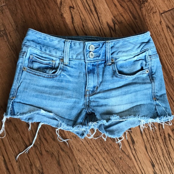 American Eagle Outfitters Pants - AEO Denim Shorts Frayed Hem Low rise